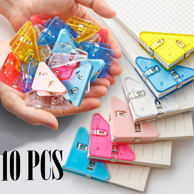 10Pcs Triangle Corner Clips File Paper Clip File Index Photo Clamp Page Holder Stationery Multifunctional Office Desk Organizer