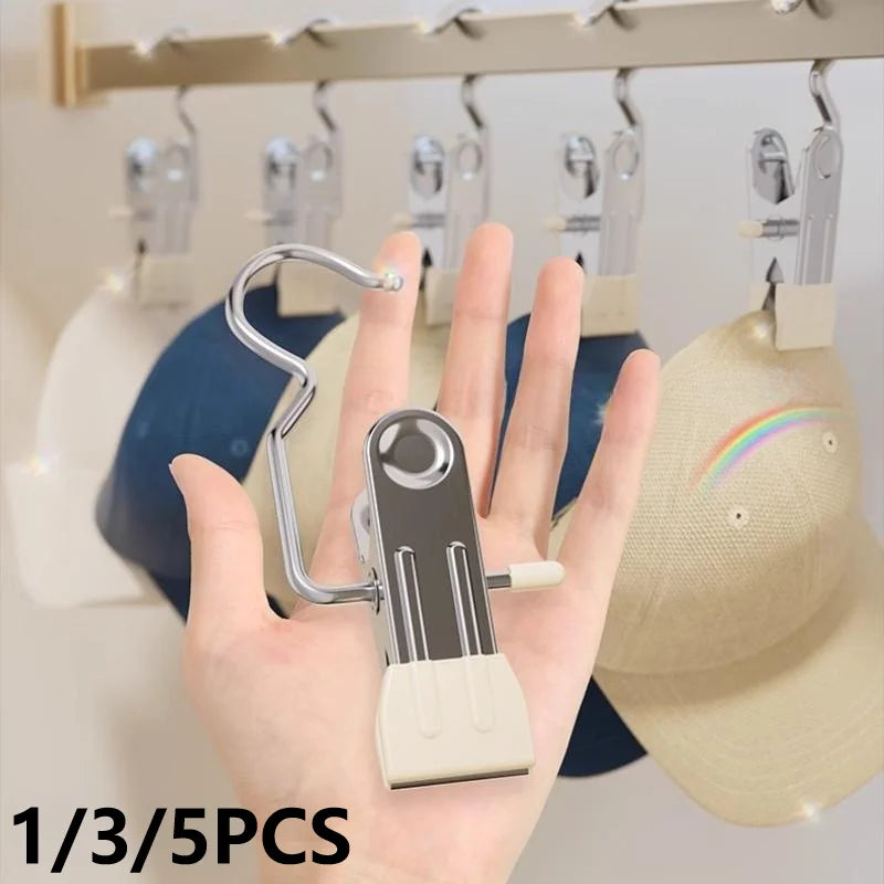 1/3/5PCS Space-Saving Clothespin Hat Pants Storage Hanging Travel Hook, Hanger Clips Towel Clips Boot Hangers for Closet