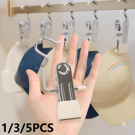 1/3/5PCS Space-Saving Clothespin Hat Pants Storage Hanging Travel Hook, Hanger Clips Towel Clips Boot Hangers for Closet