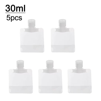 New 5Pcs 30Ml/50Ml/100Ml Refillable Travel Boats Empty Cosmetic Container Travel Bottles Liquid Cosmetic Storage Pouches FZP02