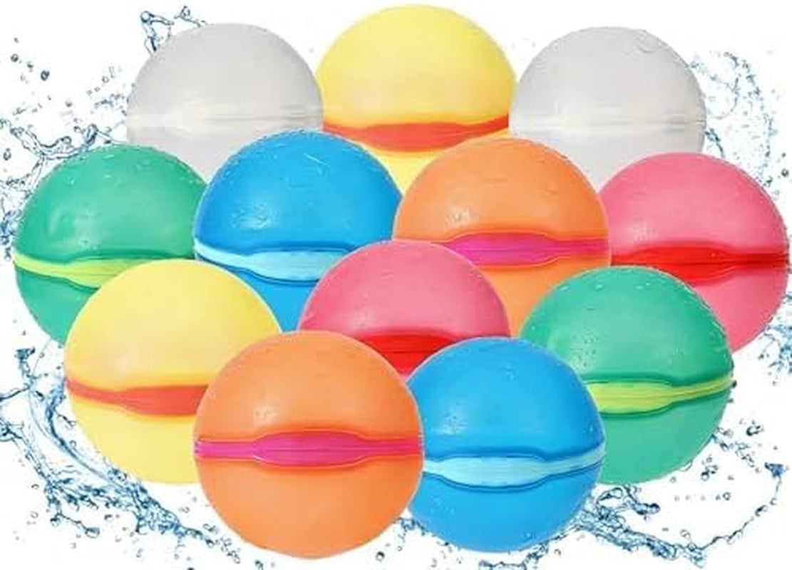 Reusable Water Balloons, 12 Pack Magnetic Refillable Water Balloons Quick Fill, Summer Fun for Kids Outdoor Pool Water Toys, Reusable Summer Outdoor Toys