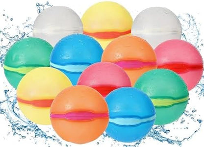 Reusable Water Balloons, 12 Pack Magnetic Refillable Water Balloons Quick Fill, Summer Fun for Kids Outdoor Pool Water Toys, Reusable Summer Outdoor Toys