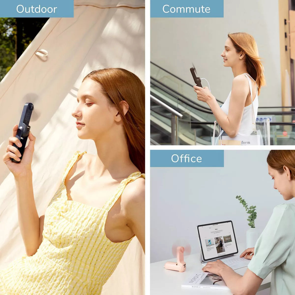 JISULIFE Small Handheld 3-In-1 Hand Fan and Portable USB Rechargeable Pocket Fan