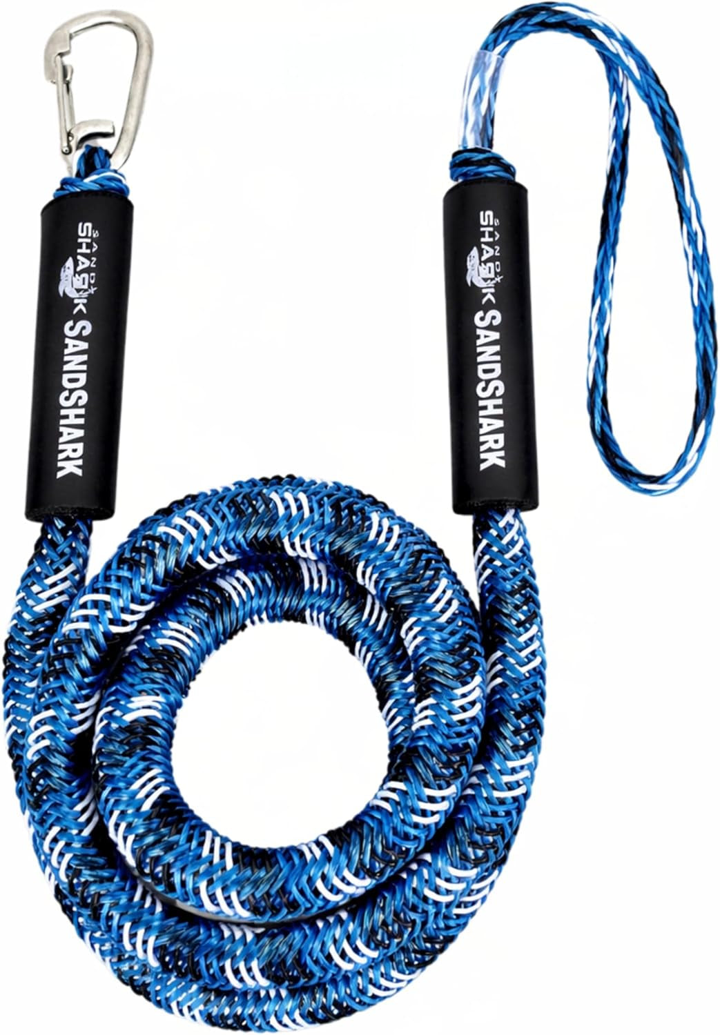 Sandshark Premium Anchor Bungee Dock Line. Boat Accessories Anchor Line Absorbs Shock to Anchors and Docks W/Stainless Steel Clip - Blue - 7-14Ft