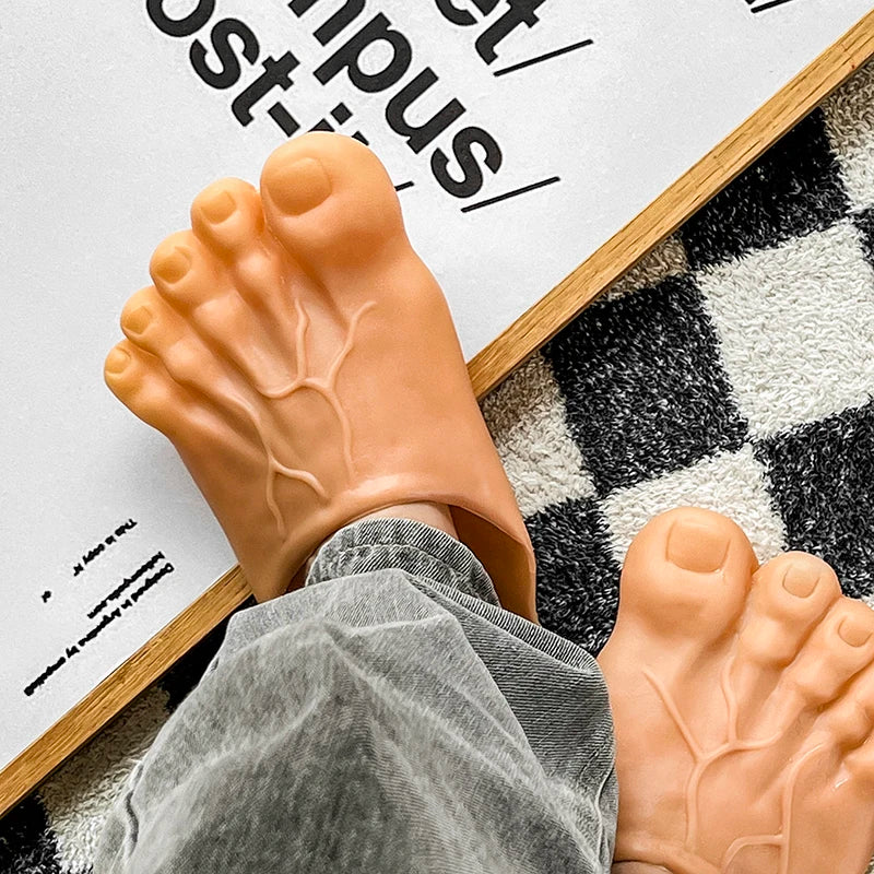 Barefoot Funny Feet Slippers Women Men Hilarious Big Foot Prank Shoes Simulat Five-Finger Toe Bigfoot Slippers Fairy Spoof Shoes