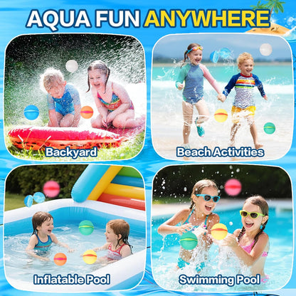 Reusable Water Balloons, 12 Pack Magnetic Refillable Water Balloons Quick Fill, Summer Fun for Kids Outdoor Pool Water Toys, Reusable Summer Outdoor Toys