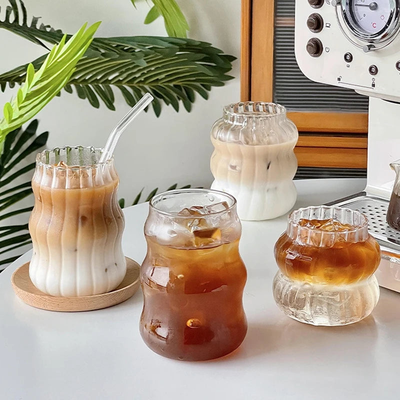 Coquette Aesthetic Glass Cups with Lids and Straws