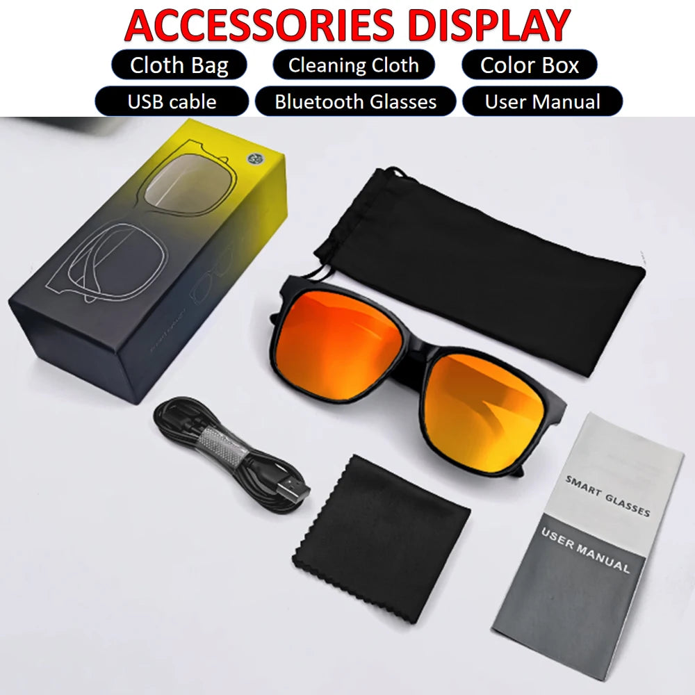Bluetooth Eyeglasses Audio Sunglasses Eyewear UV400 Polarized Lens Earphone Open Ear Music Glasses Touch Control Christmas Gift