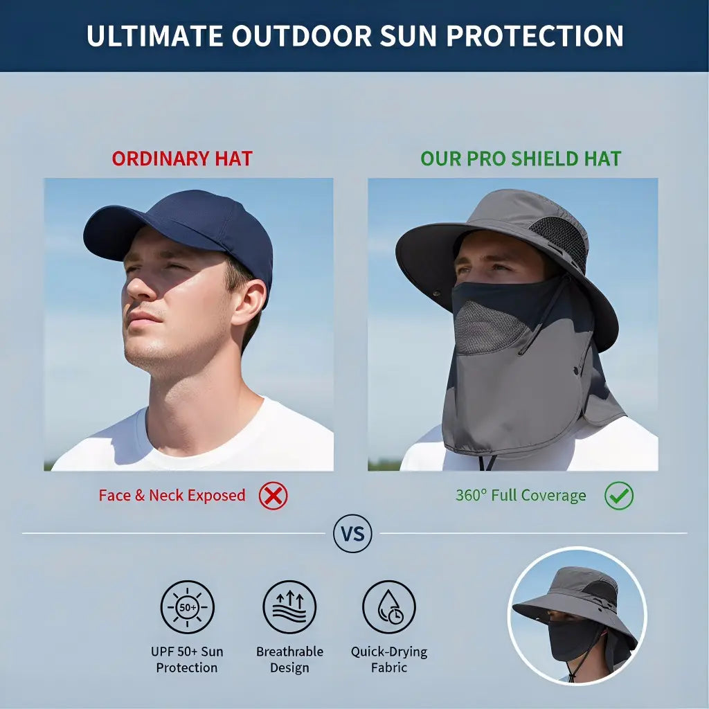 Spring/Summer Fisherman'S Hat Detachable Outdoor Fishing Face Covering Neck Protection Sun Hat