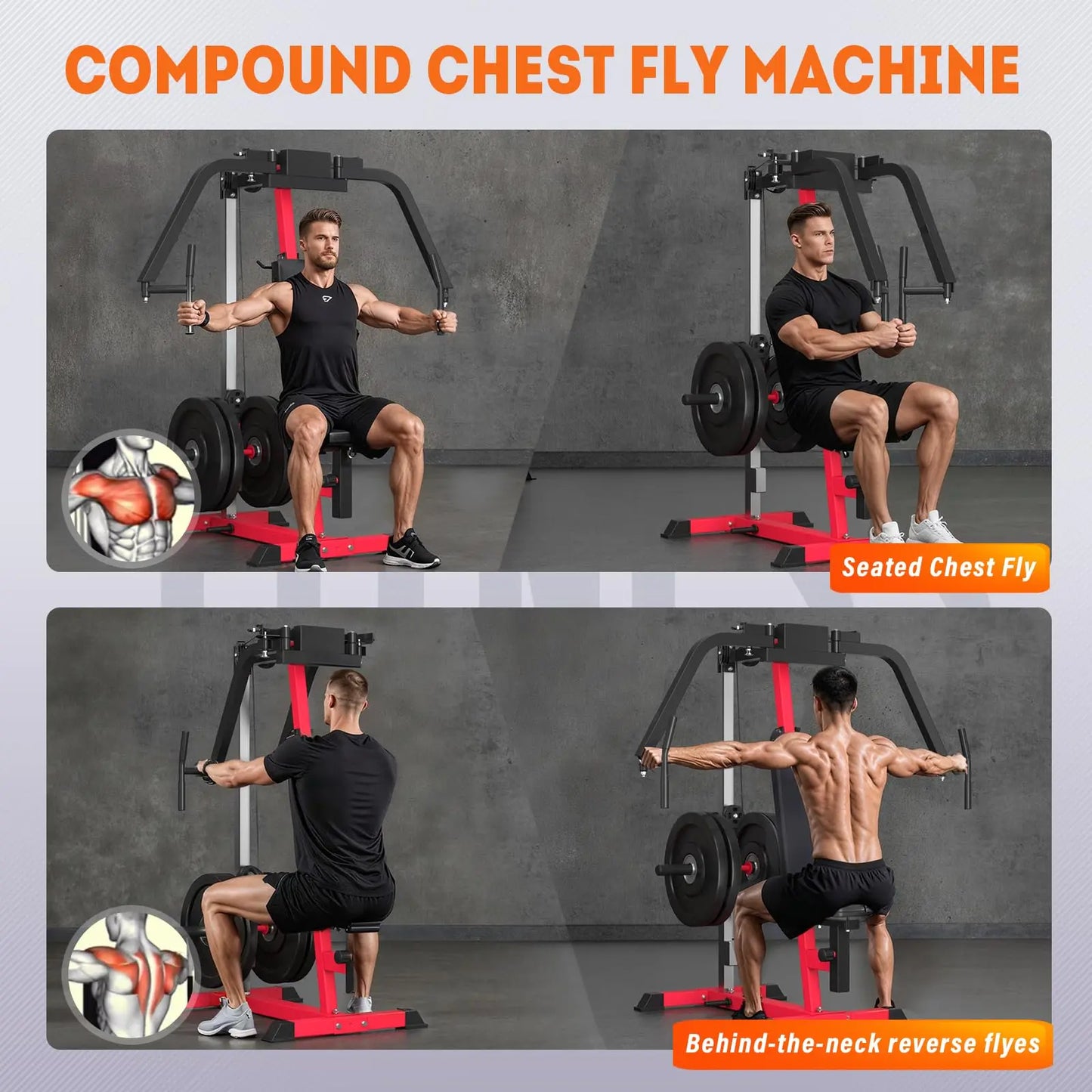 AECOJOY Ultimate Chest & Reverse Fly Master 450Lbs Adjustable Upper Body Workout Equipment for Home Gym with Premium Triple-Layer Throne and High-Density Foam Top Maquina De Ejercicio