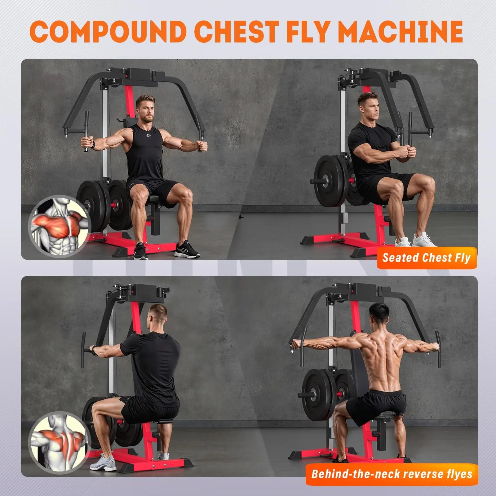 AECOJOY Ultimate Chest & Reverse Fly Master 450Lbs Adjustable Upper Body Workout Equipment for Home Gym with Premium Triple-Layer Throne and High-Density Foam Top Maquina De Ejercicio