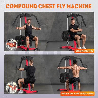 AECOJOY Ultimate Chest & Reverse Fly Master 450Lbs Adjustable Upper Body Workout Equipment for Home Gym with Premium Triple-Layer Throne and High-Density Foam Top Maquina De Ejercicio