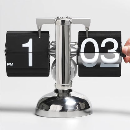 Digital down Clock Retro Minimalist Single Foot Mechanical Auto Clock Desk Clock for Home Livingroom Desk Clock