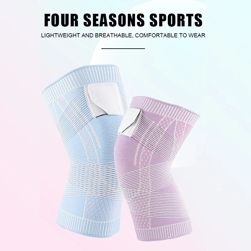 1 Pair Sports Kneepad Men Women Pressurized Elastic Knee Pads Support Fitness Gear Basketball Volleyball Brace Protector Bandage