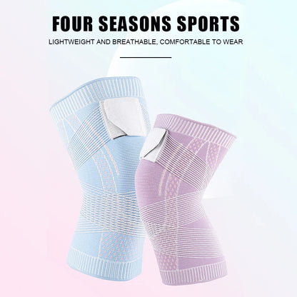 1 Pair Sports Kneepad Men Women Pressurized Elastic Knee Pads Support Fitness Gear Basketball Volleyball Brace Protector Bandage