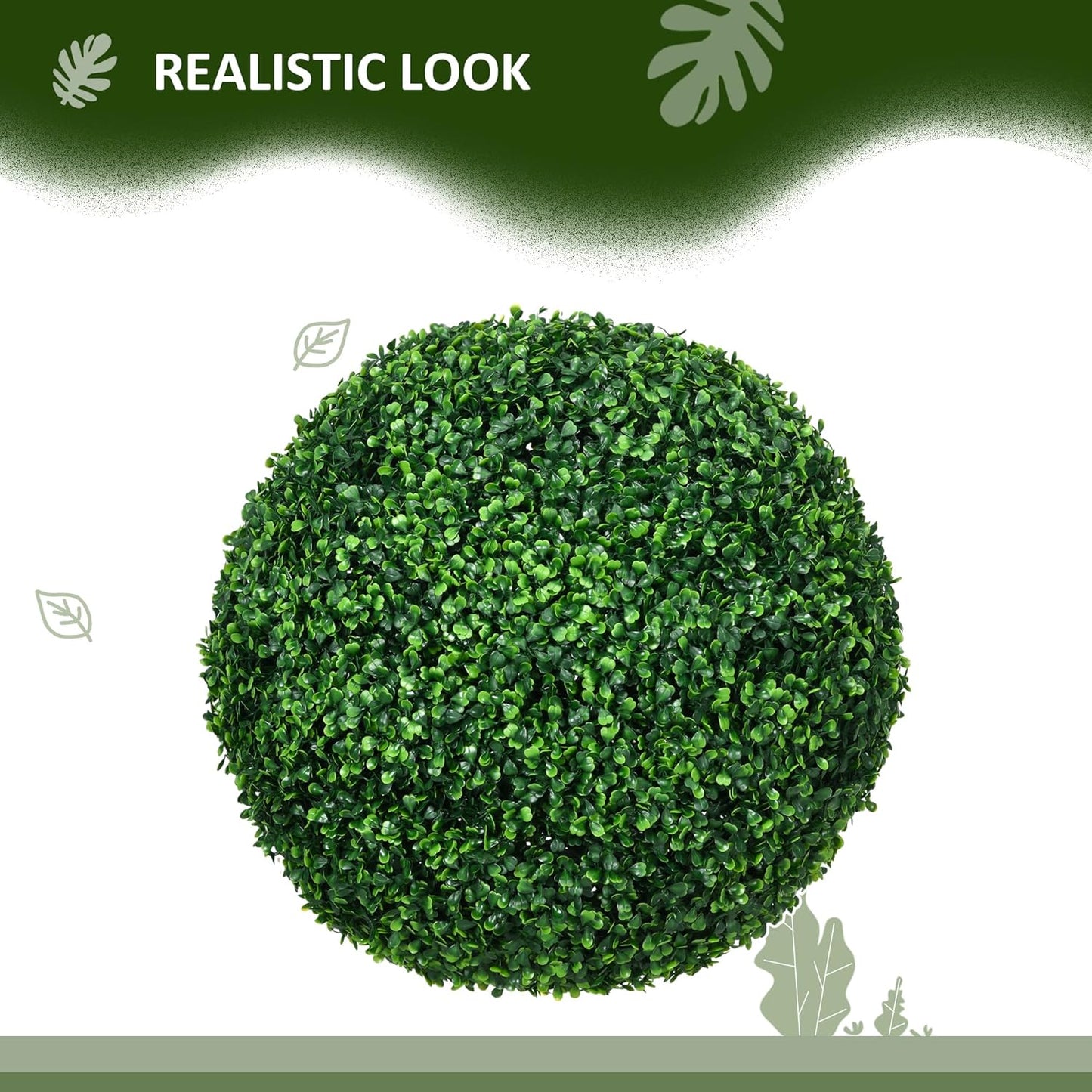 Artificial Boxwood Topiary Ball Set of 2 19.7 Inch Faux Plant, Uv-Protected Anti-Fading Fake Plants for Home Indoor Outdoor Porch, Green