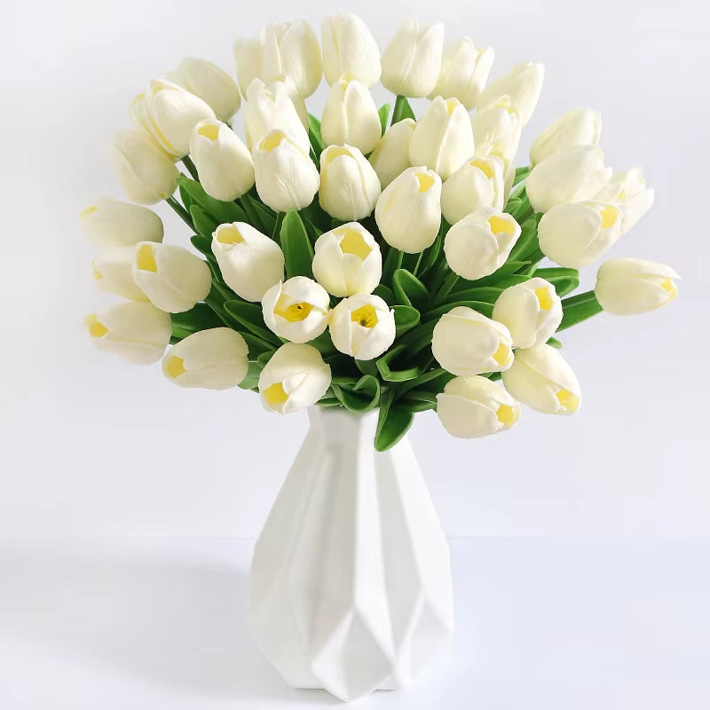 5/10/20Pcs Vibrant Multicolor 33Cm Artificial Tulip Bouquet Real Touch Faux Flowers for Home Office Weddings Easter Decorations