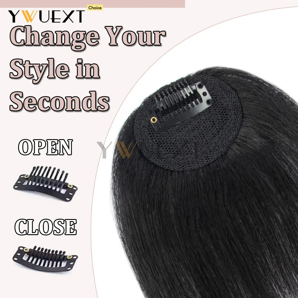 Clip in Human Hair Bangs Straight Hair Piece Machine Remy French Bangs for Women Easy to Wear and Remove Hairpiece Thin Hair