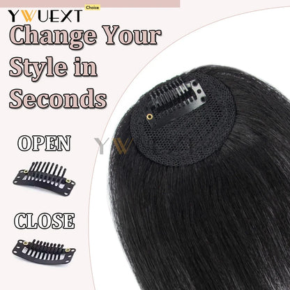 Clip in Human Hair Bangs Straight Hair Piece Machine Remy French Bangs for Women Easy to Wear and Remove Hairpiece Thin Hair