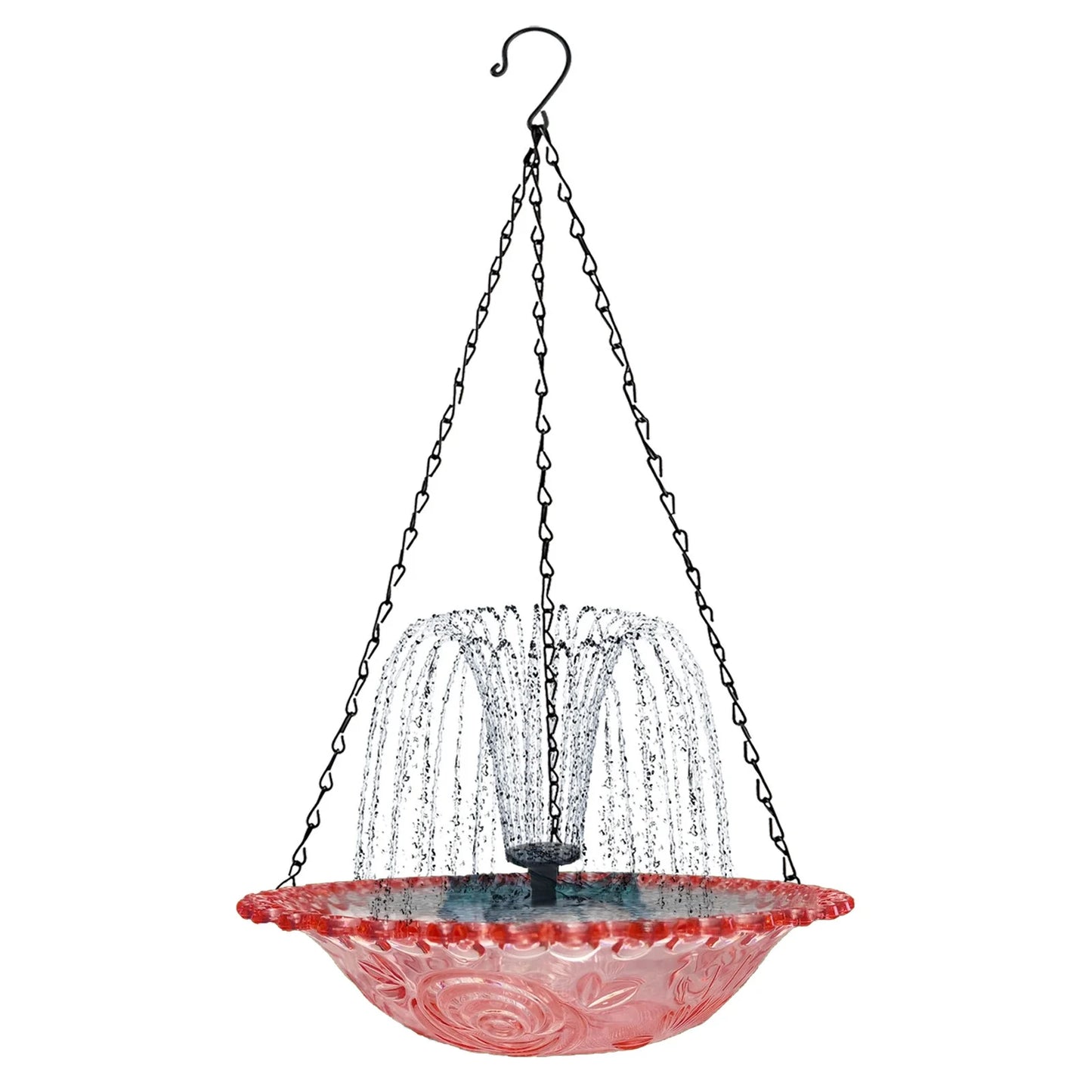 Comedero De Colibrí Con Energía Solar, Nueva Fuente De Baño Y Comedero 2 En 1 Para Colibríes 2025, Tazón De Vidrio Para Exteriores Para Colgar En El Jardín O Patio Trasero, Rosa