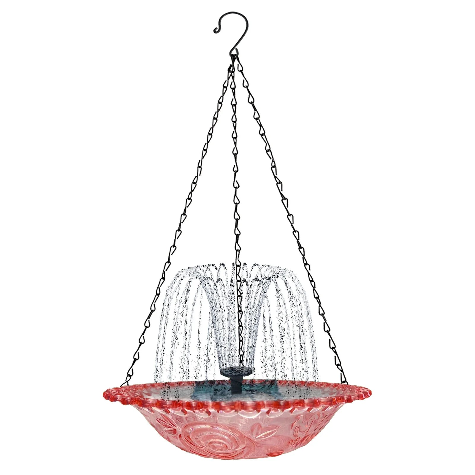 Comedero De Colibrí Con Energía Solar, Nueva Fuente De Baño Y Comedero 2 En 1 Para Colibríes 2025, Tazón De Vidrio Para Exteriores Para Colgar En El Jardín O Patio Trasero, Rosa