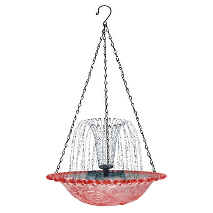Comedero De Colibrí Con Energía Solar, Nueva Fuente De Baño Y Comedero 2 En 1 Para Colibríes 2025, Tazón De Vidrio Para Exteriores Para Colgar En El Jardín O Patio Trasero, Rosa