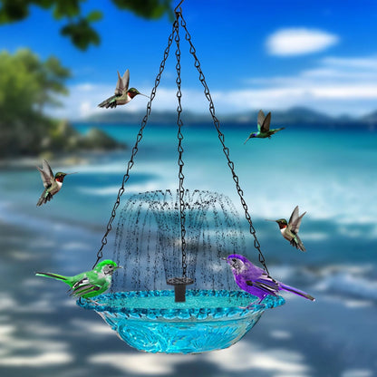 Comedero De Colibrí Con Energía Solar, Nueva Fuente De Baño Y Comedero 2 En 1 Para Colibríes 2025, Tazón De Vidrio Para Exteriores Para Colgar En El Jardín O Patio Trasero, Rosa