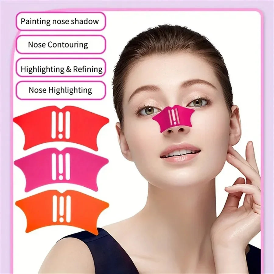 1Pcs Nose Contour Eyeliner Stencils, 4 in 1 Silicone Multifunctional Eye Makeup Aids Tool for Nose Shadow Highlighter/Winged
