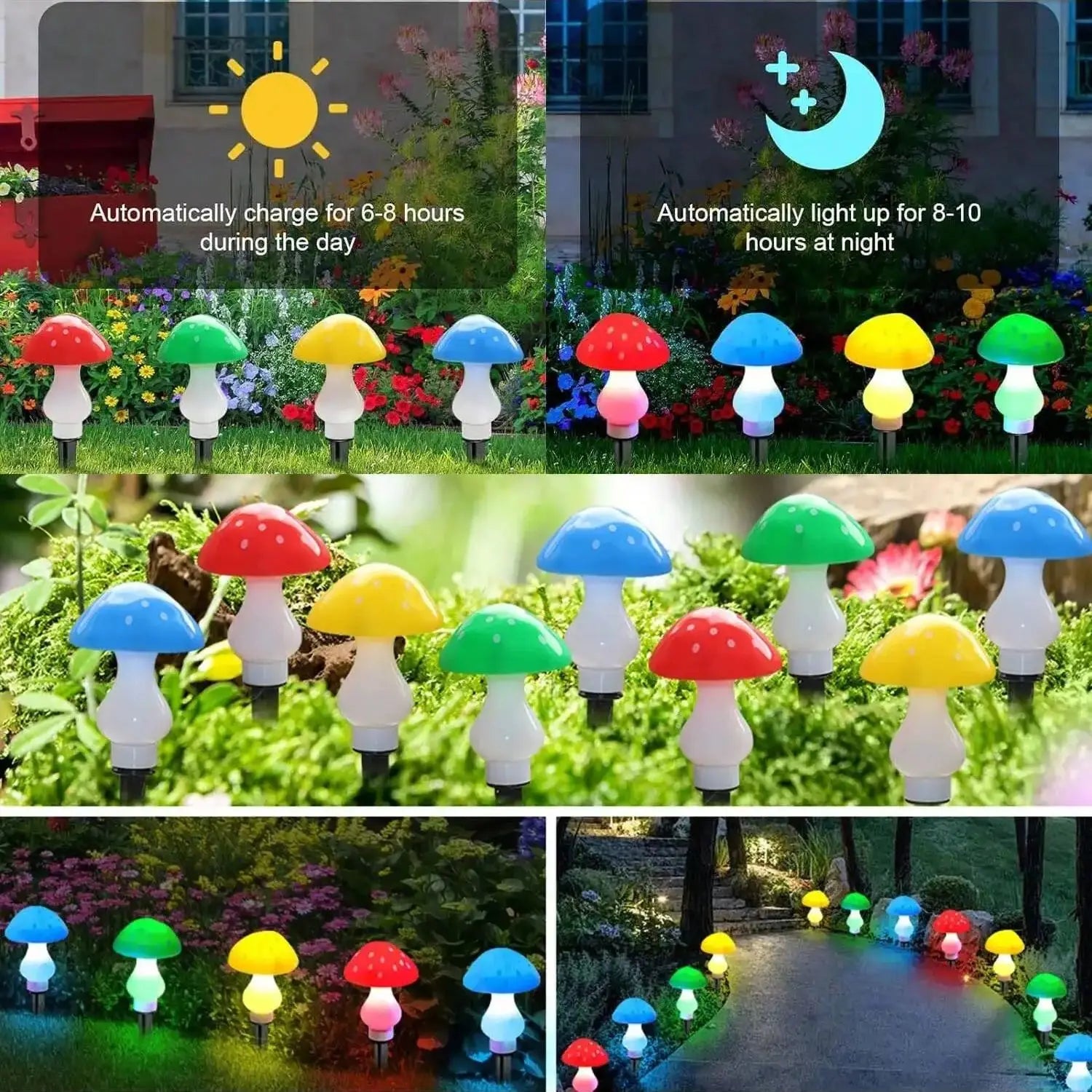 New Solar Mushroom Light String Outdoor Landscape Garden Courtyard Lights LED Lights Auto Charge during the Day