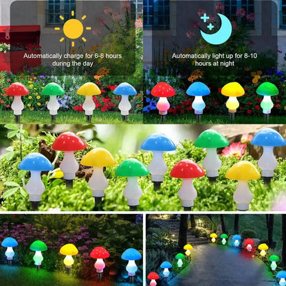 New Solar Mushroom Light String Outdoor Landscape Garden Courtyard Lights LED Lights Auto Charge during the Day