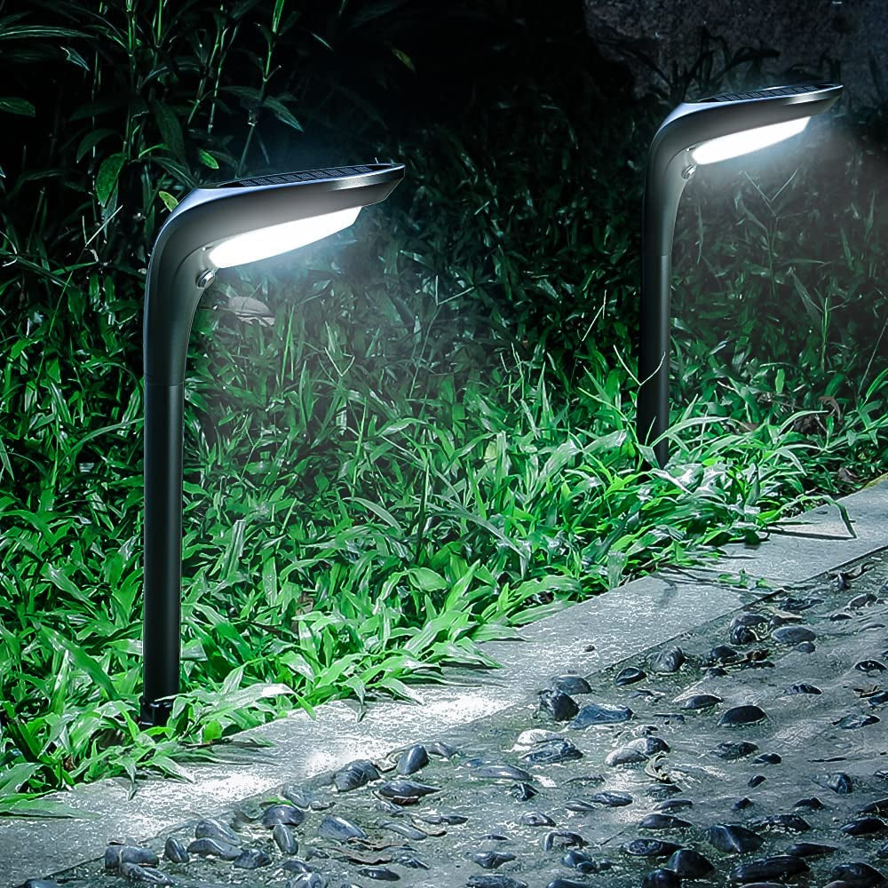 Solar Pathway Lights Outdoor 4 Pack - 150 LM High Bright Solar Lights Outdoor Waterproof IP65, Warm/Cool 2 Color Modes, Landscape Path Light for Walkway Driveway Garden Yard Patio