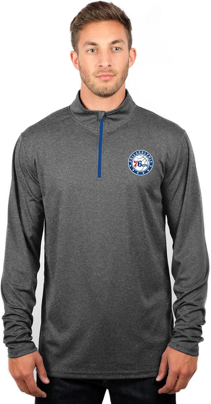 Mens NBA Official Quarter Zip Long Sleeve Pullover T-Shirt