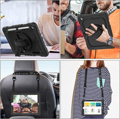 Case for Ipad 9Th/ 8Th/ 7Th Generation 10.2'', Shockproof with Screen Protector, Pencil Holder [360° Rotating Hand Strap] & Stand, for Ipad 10.2 Inch 2021-2019 (Black)