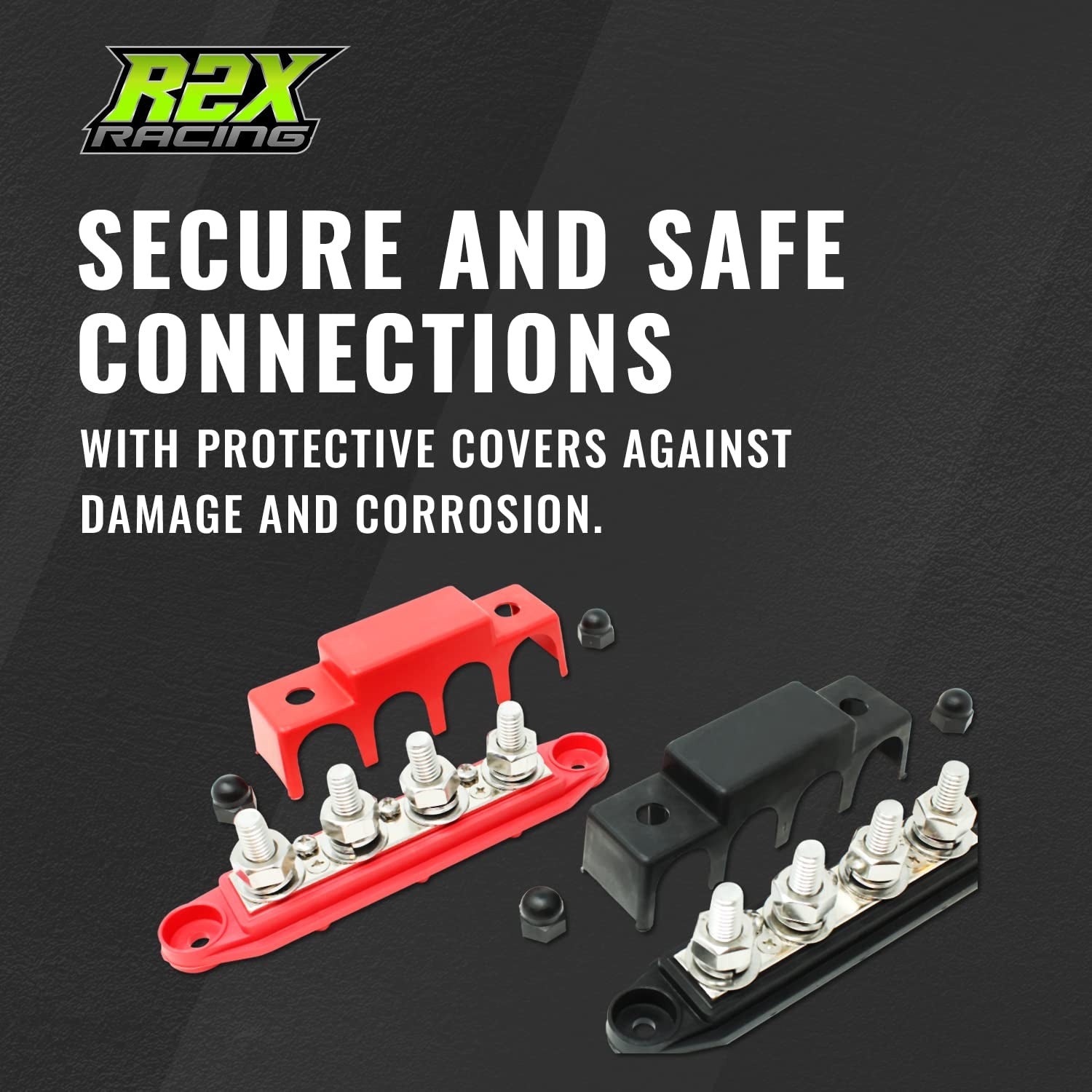 4 Post Power Distribution Block Bus Bar with Cover - Made in the USA - 250 Amp Rating - Marine, Automotive, and Solar Wiring - Set of 2 (5/16")