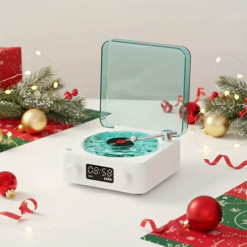 Retro Turntable Speaker with White Noise Wireless Bluetooth Vinyl Record Player Stereo Sound RGB Projection Lamp Effect