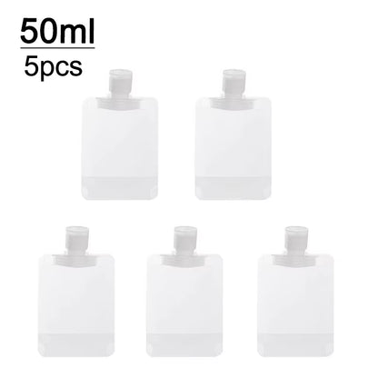 New 5Pcs 30Ml/50Ml/100Ml Refillable Travel Boats Empty Cosmetic Container Travel Bottles Liquid Cosmetic Storage Pouches FZP02