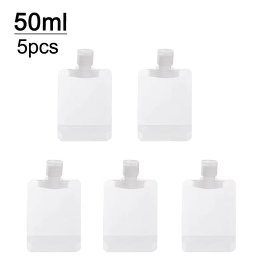 New 5Pcs 30Ml/50Ml/100Ml Refillable Travel Boats Empty Cosmetic Container Travel Bottles Liquid Cosmetic Storage Pouches FZP02