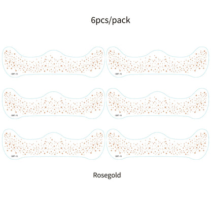 6Pcs Fake Freckle Stickers for Women Waterproof Golden Silver Glitter Temporary Tattoos for Face Makeup Holiday Music Party
