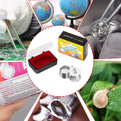 2PCS Jewelers Eye Loupe Magnifier, Small Pocket Folding Magnifying Glass Jewelry Loop for Gems, Jewellery, Coins, Map, Stamps, Elders Gift, 5/6'' Lens Dia