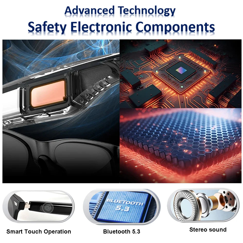 Bluetooth Eyeglasses Audio Sunglasses Eyewear UV400 Polarized Lens Earphone Open Ear Music Glasses Touch Control Christmas Gift