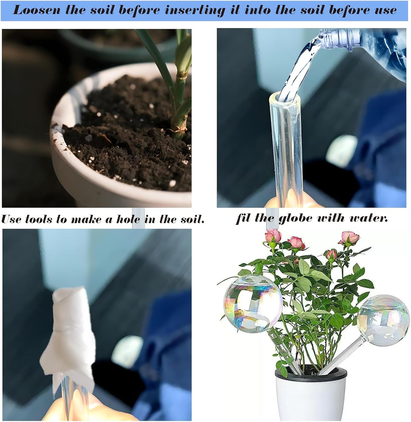 High Borosilicate Glass Watering Device for Lazy People Watering Flowers, Automatic Drip Irrigation Artifact,Plant Watering Globes for Indoor & Outdoor 9.1 * 2.7Inch Mushroom Style, 2 Pcs