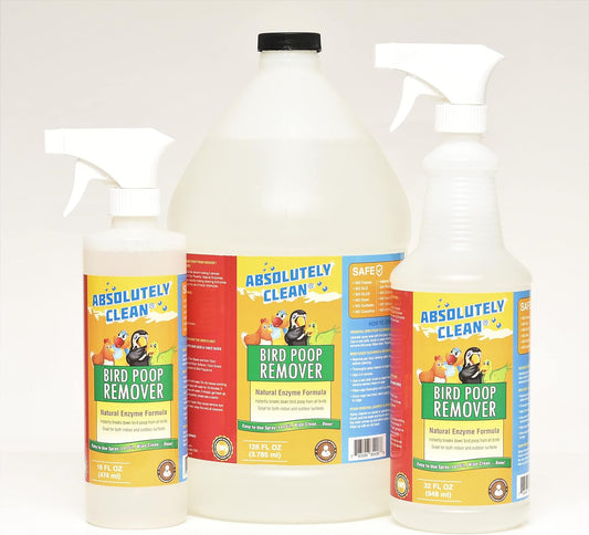 Absolutely Clean Amazing Bird Poop Remover – Natural Enzyme Cleaner, Indoor/Outdoor (128oz Refill)