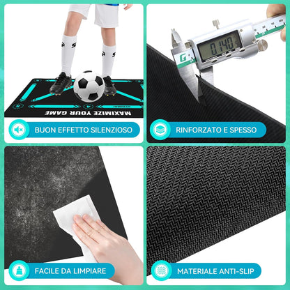 Soccer Training Mat with Instructional Video Improve Strength,Agility and Coordination Soccer Training Equipment for Footwork and Ball Mastery Non-Slip Silent Equipment for All Ages Football Footwork Mat