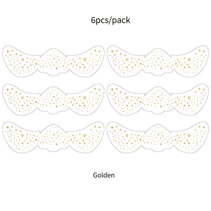 6Pcs Fake Freckle Stickers for Women Waterproof Golden Silver Glitter Temporary Tattoos for Face Makeup Holiday Music Party