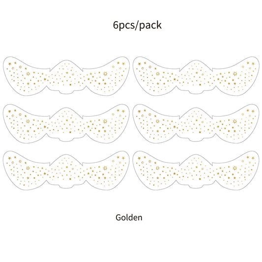 6Pcs Fake Freckle Stickers for Women Waterproof Golden Silver Glitter Temporary Tattoos for Face Makeup Holiday Music Party
