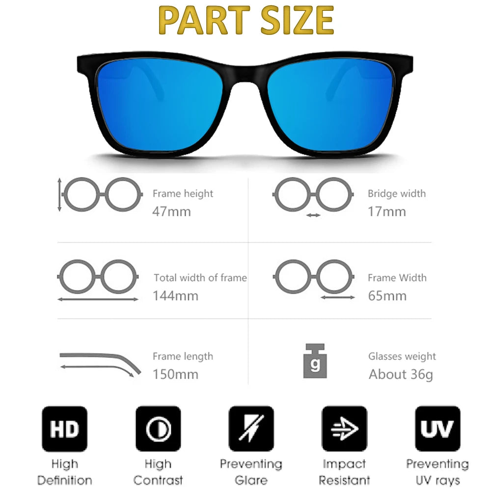 Bluetooth Eyeglasses Audio Sunglasses Eyewear UV400 Polarized Lens Earphone Open Ear Music Glasses Touch Control Christmas Gift