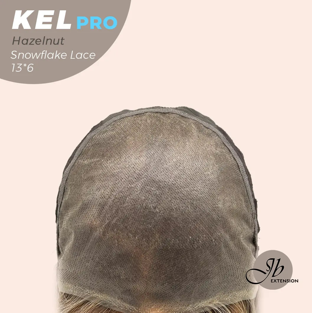 JBEXTENSION 22 Inches Hazelnut Blonde Highlight Pre-Cut 13X6 Free Part Snowflake Lace Frontlace Glueless Wig KEL PRO【BENDY EAR TABS】