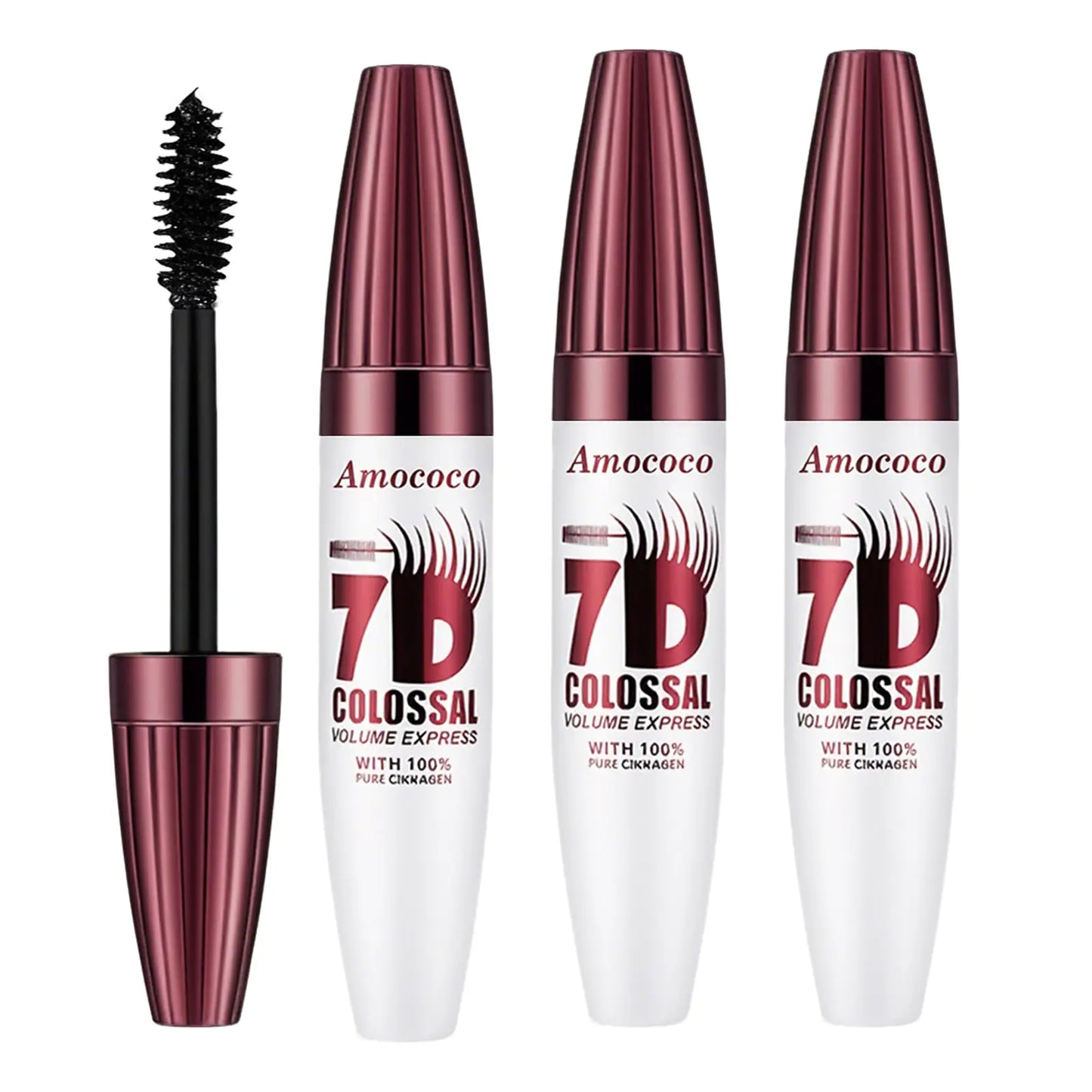 7D Waterproof Volume Mascara Long Lasting Natural Curling Lashes for Professional Eye Makeup Made for Women and Girls 3Pcs*Eyelash