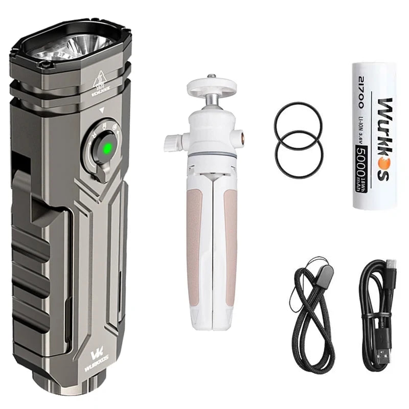 HD02 21700 LED Flashlight Mini UV 3200Lumens Rechargeable 6500K Magnetic Deformation Flashlight Portable Fishing Hunting