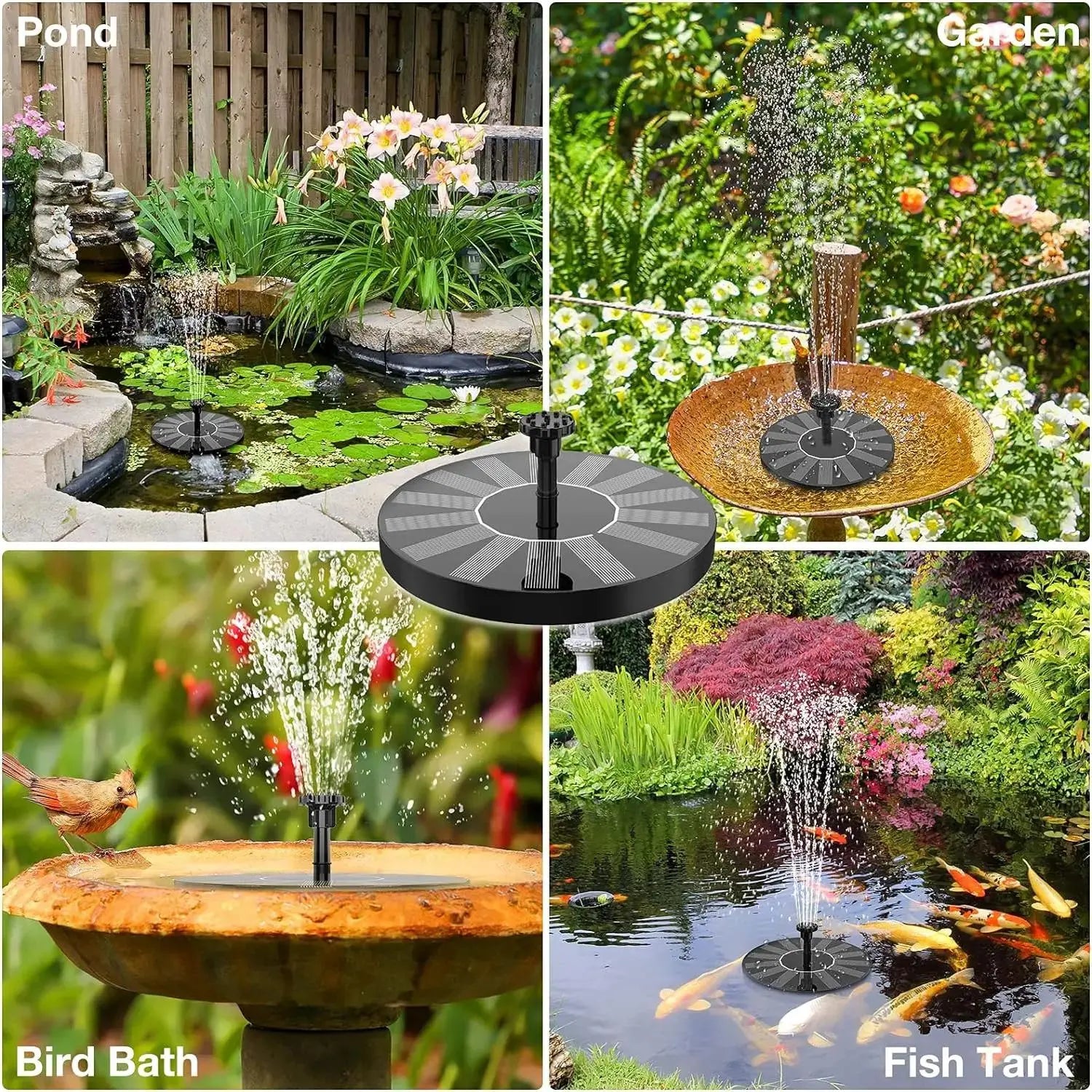 Solar Bird Bath Fountain with 6 Nozzles,Solar Fountain Pump for Bird Bath with Brackets,Solar Powered Floating Water Fountain Pump for Bird Bath,Ponds,Garden,Fish Tank and Outdoor.